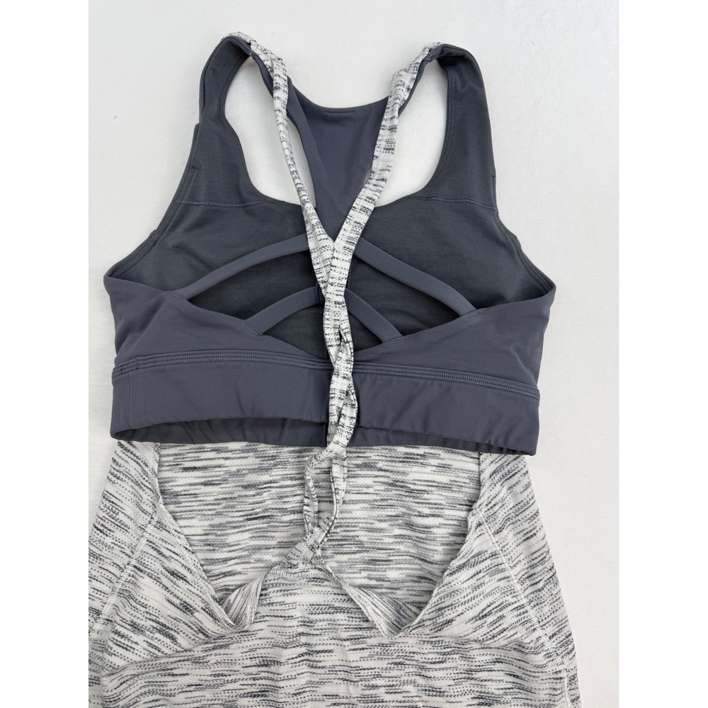 Lululemon 2-in-1 Tank Top Built-In Bra Grey Space Dye Braided Racerback Size 4 - Picture 3 of 4